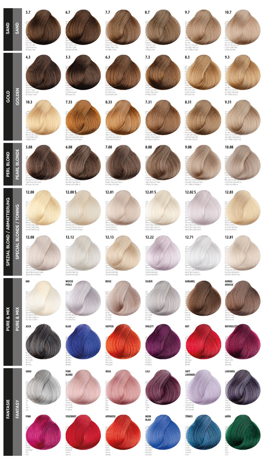 Farbkarte mit Echthaar 170 Farben