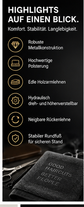 Barberstuhl Flek Black