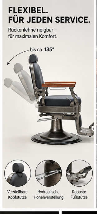 Barberstuhl Flek Black
