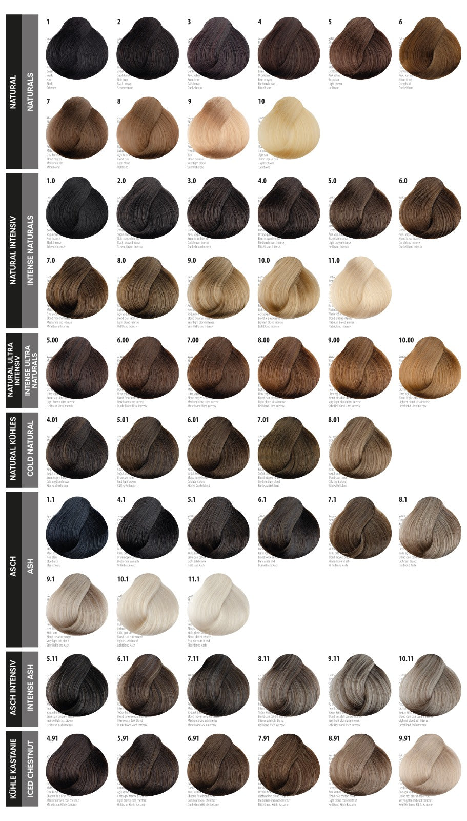 Farbkarte mit Echthaar 170 Farben