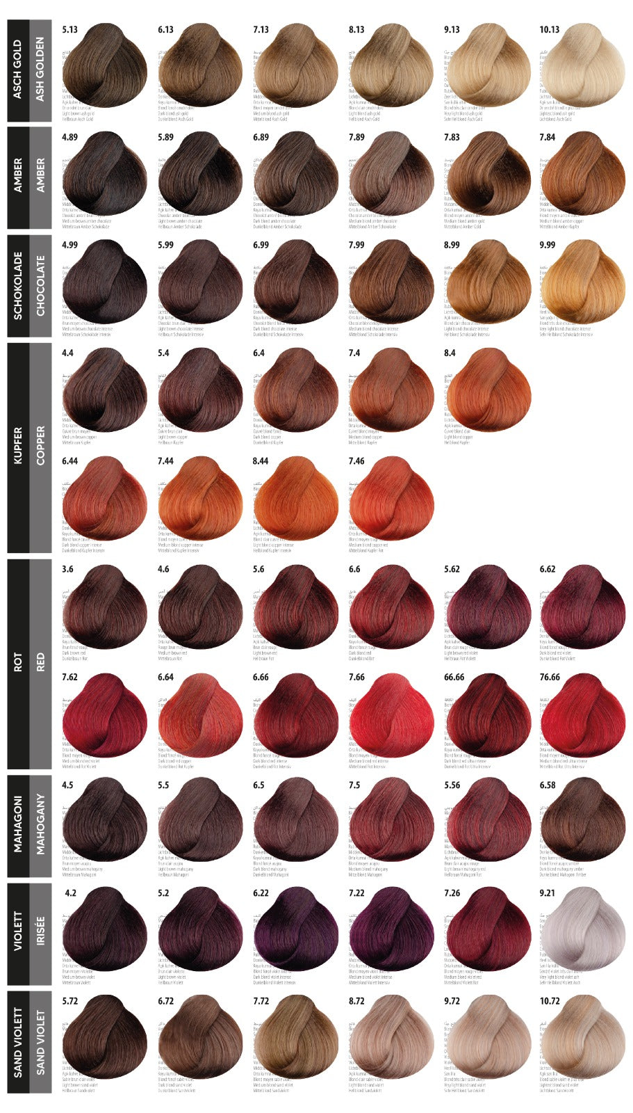 Farbkarte mit Echthaar 170 Farben