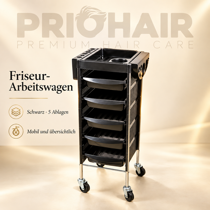Arbeitswagen Coiffeur 5 Arbeitskästen, 90x36x36cm