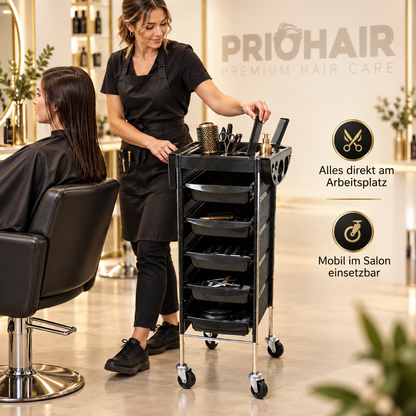 Arbeitswagen Coiffeur 5 Arbeitskästen, 90x36x36cm