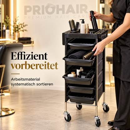 Arbeitswagen Coiffeur 5 Arbeitskästen, 90x36x36cm