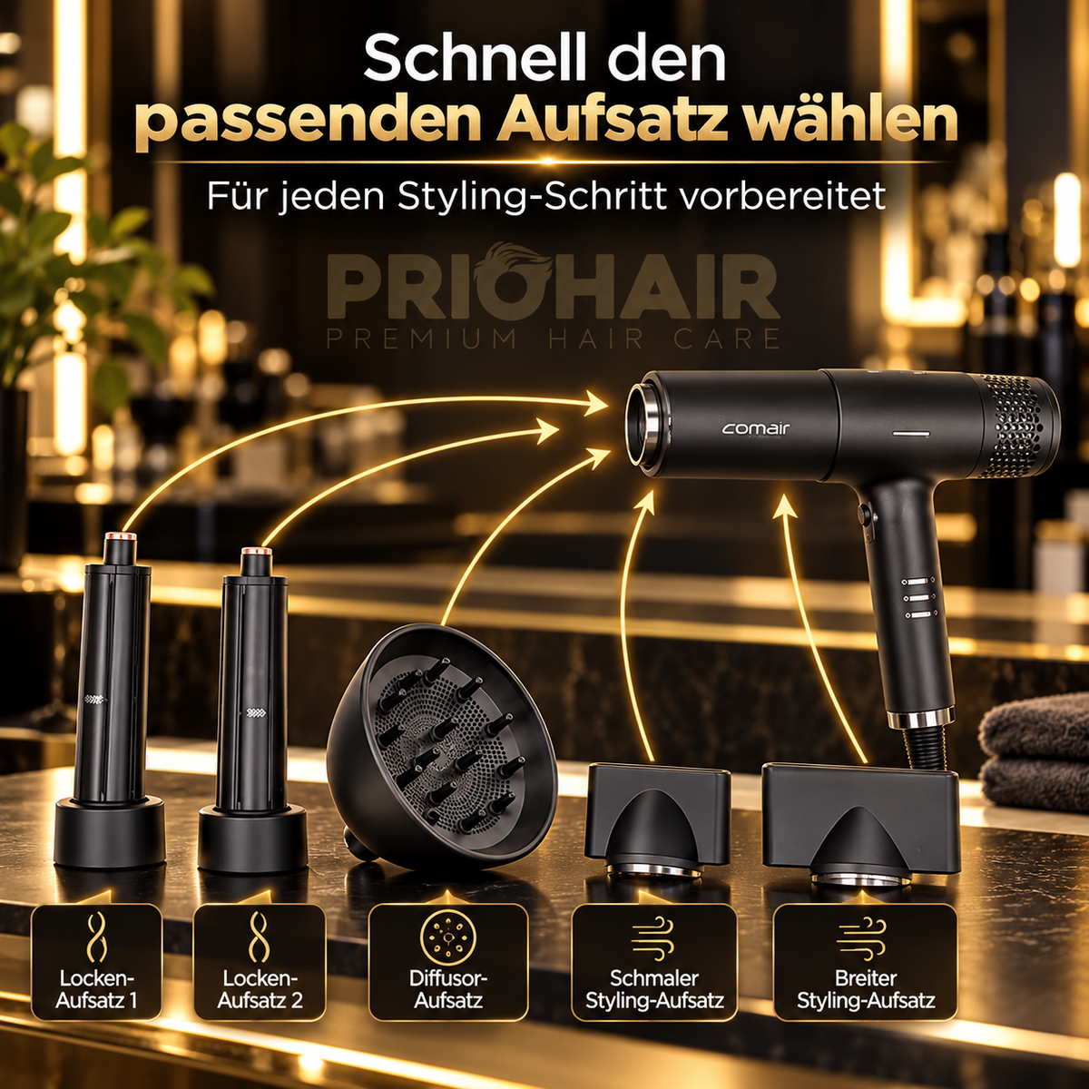 Haartrockner T Magnetic Ionic Set mit 5-Aufsätzen