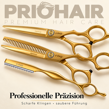 e-kwip Harmony Set Matt Gold Schere, Ausdünnschere, Razor
