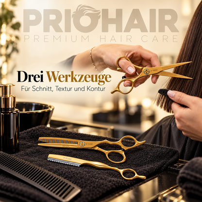 e-kwip Harmony Set Matt Gold Schere, Ausdünnschere, Razor