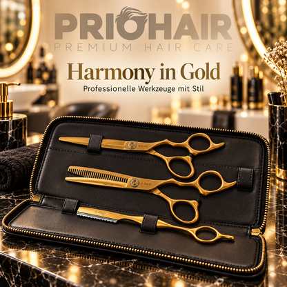 e-kwip Harmony Set Matt Gold Schere, Ausdünnschere, Razor