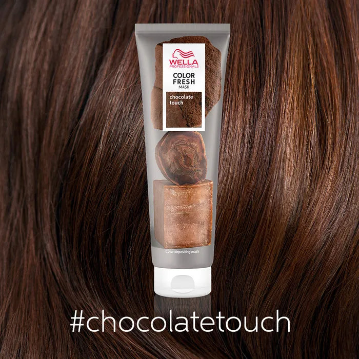 Wella Color Fresh Maske Chocolate Touch 150ml mit Ergebnis und Hashtag