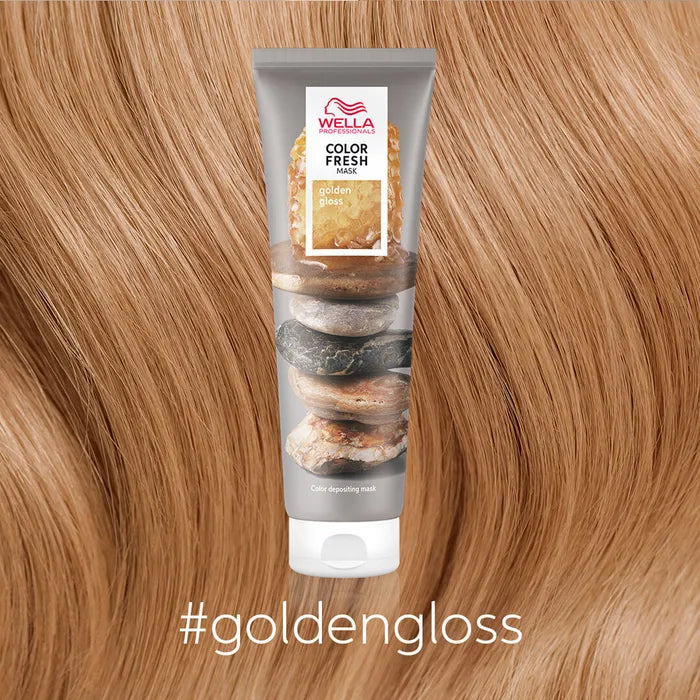 Wella Color Fresh Maske Golden Gloss 150ml mit Ergebnis und Hashtag